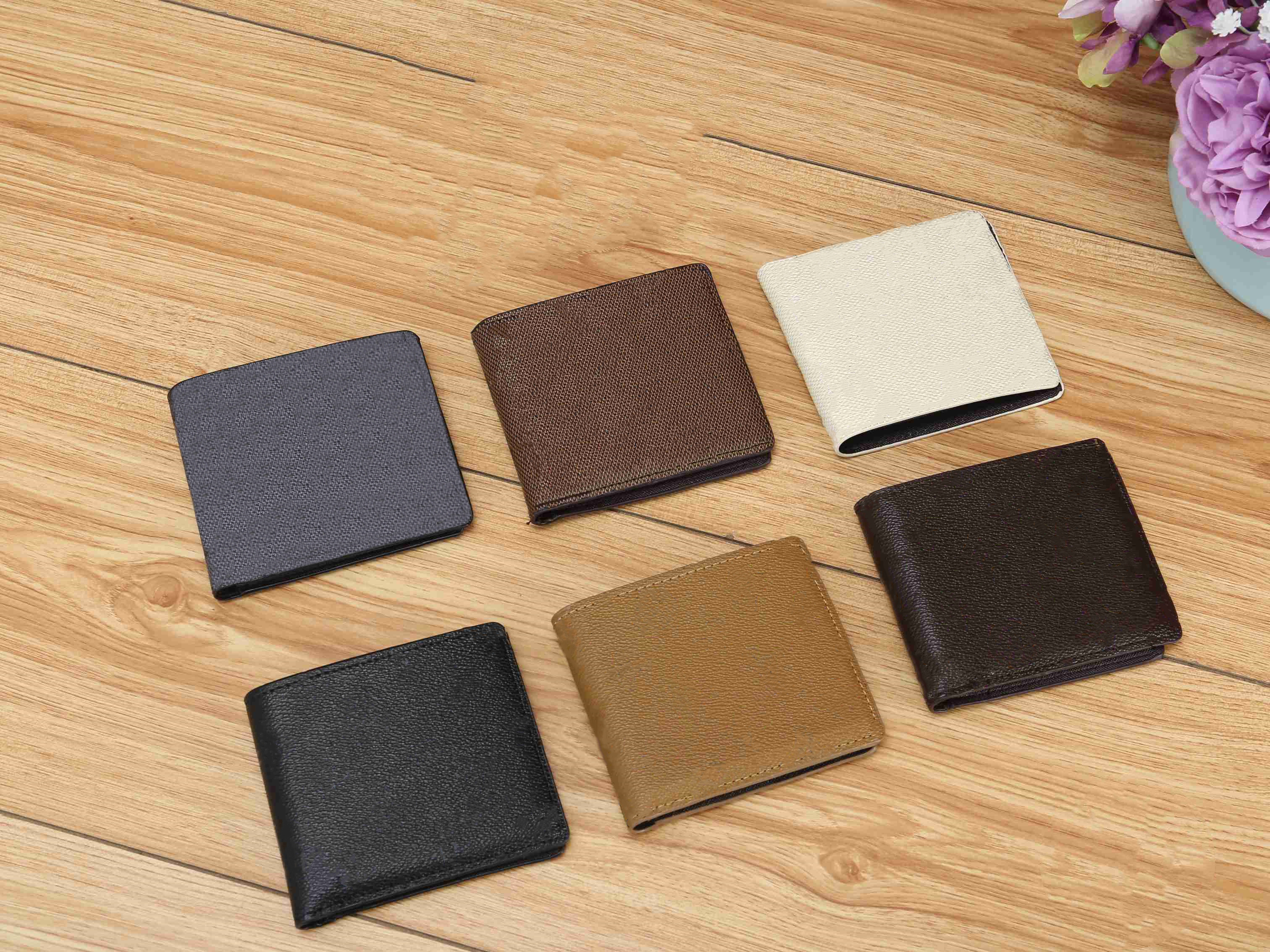 

Leather Classic Brand bag Multiple Wallet Luxury Designers Men Short Compact Wallets Bifold Card Holder Pocket Purse, Brown grid