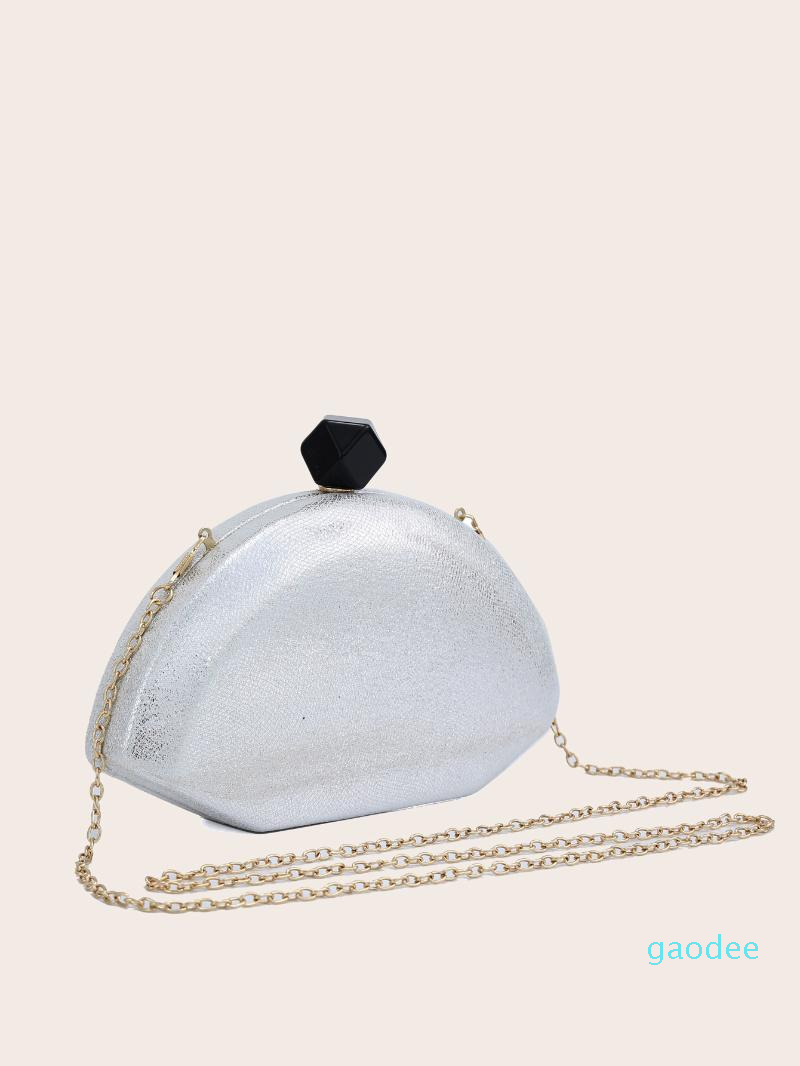 

Designer-Evening Bags Women's Wedding Clutch Bag Half Moon Purse Ladies Handbag Party For Bridal Shoulder Bag, Silver