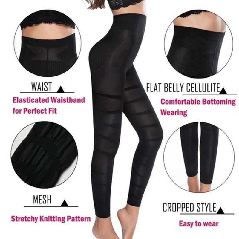 

High Waist Shapewear Anti Cellulite Compression Leggings Leg Slimming Body Shaper Tummy Control Tights Panties Thigh Slimmer, Black(one size)