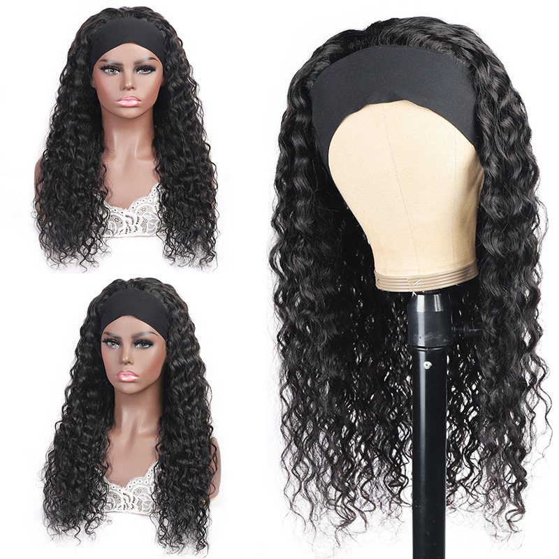 

Women's hair belt long curly wig fashion headscarf small chemical fiber headgear, More than 14 inches