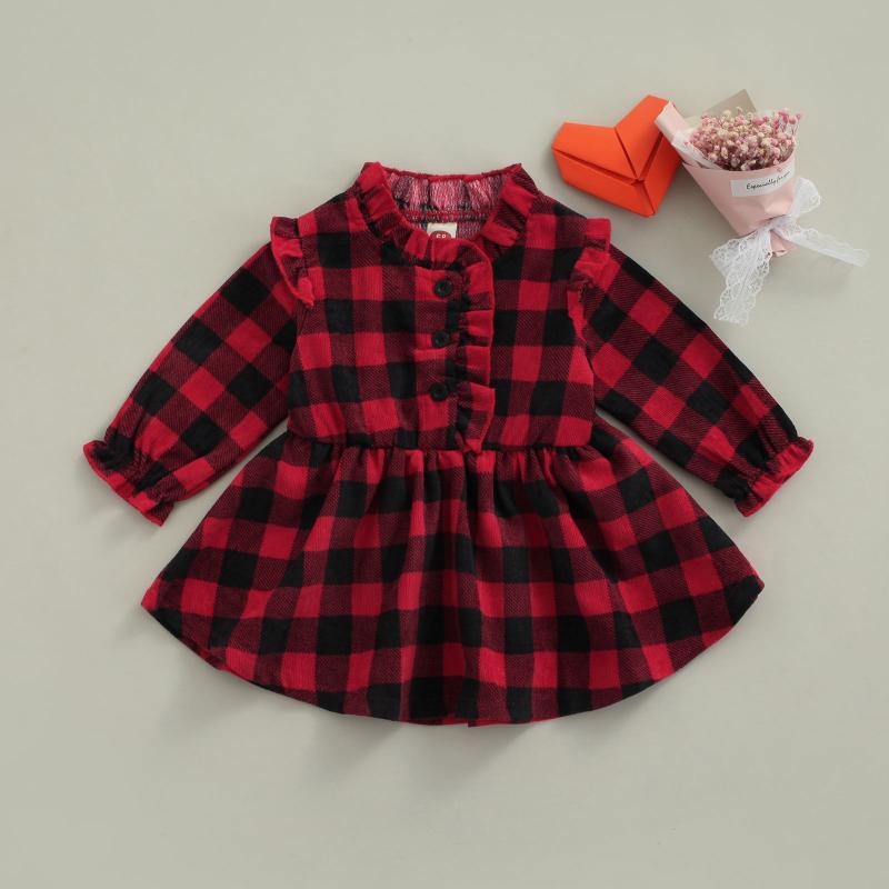

Girl's Dresses Ma&Baby 0-3Y Christmas Born Infant Baby Girl Red Plaid Dress Long Sleeve Ruffles Party For Girls Xams Outfits D84, Red;yellow