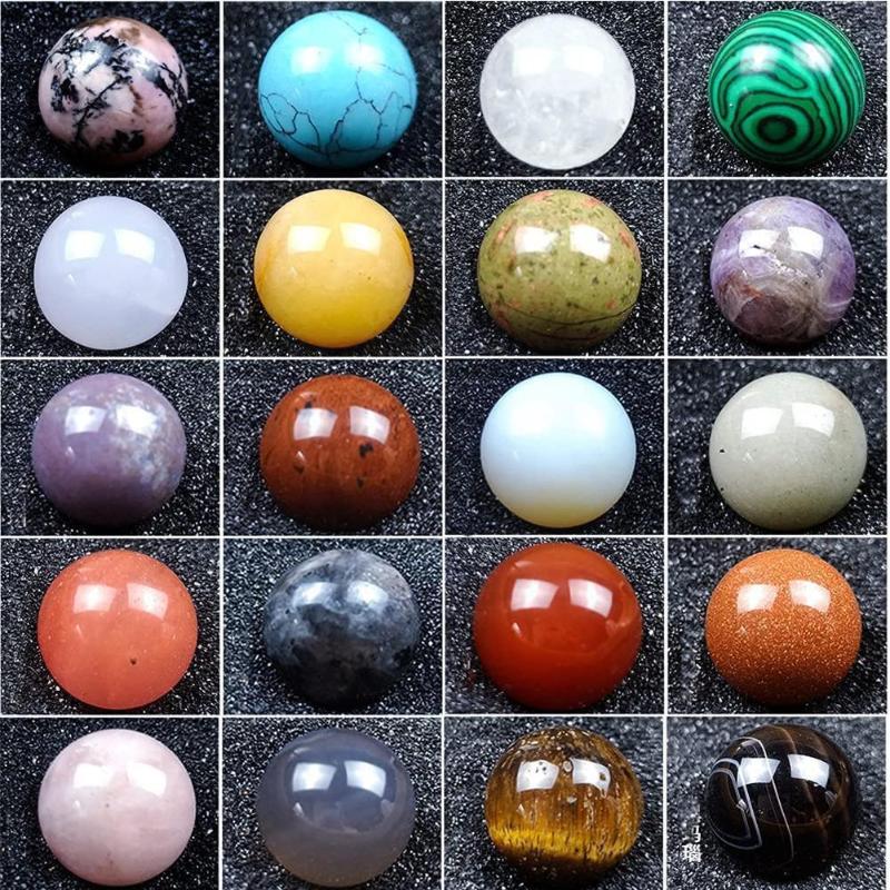Decorative Objects & Figurines 20mm Natural Crystal Healing Gemstone Spheres Balls Crafts Imperforate Color Stone Agate Table Round Semi-pre-image-746417295