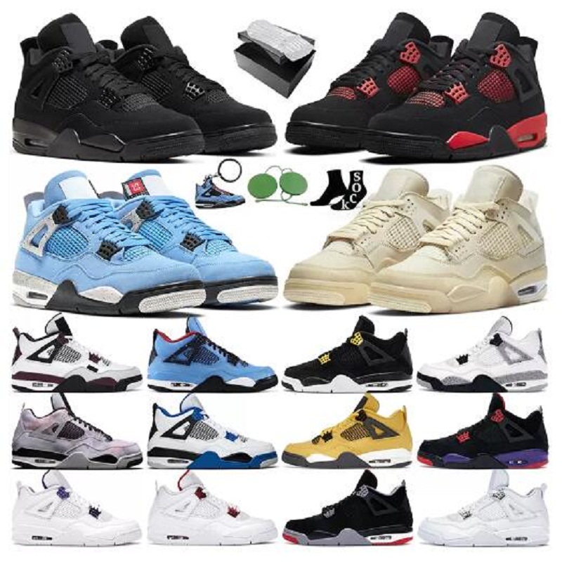 

With Box 4s 4 Basketball shoes shoe University blue white oero shimmer Black Cat Lightning union red bred Pure Money metallic purple green sneakers women trainers, # 3