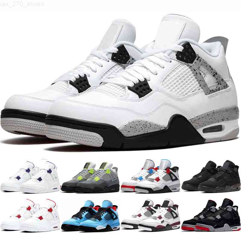 

4 Men Women Basketball Shoes sneakers Cement White Oreo Bred University Blue 4s Fire Red Motosports womens trainer sports man basketball shoes eur 36-47, #3 black cat