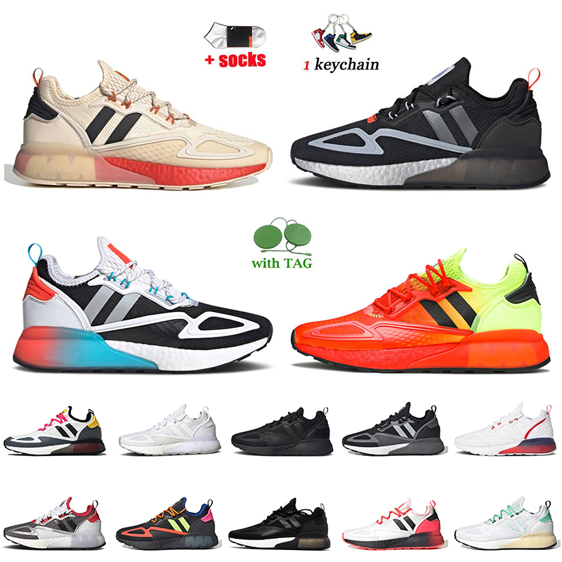 

2022 Wholesale Women Men Running Shoes ZK 2K Mens Trainers Sports Black Grey Gradient Fade Sole Cloud White Multi Solar Yellow Red Halo Silver Sneakers, D4 black grey 39-45