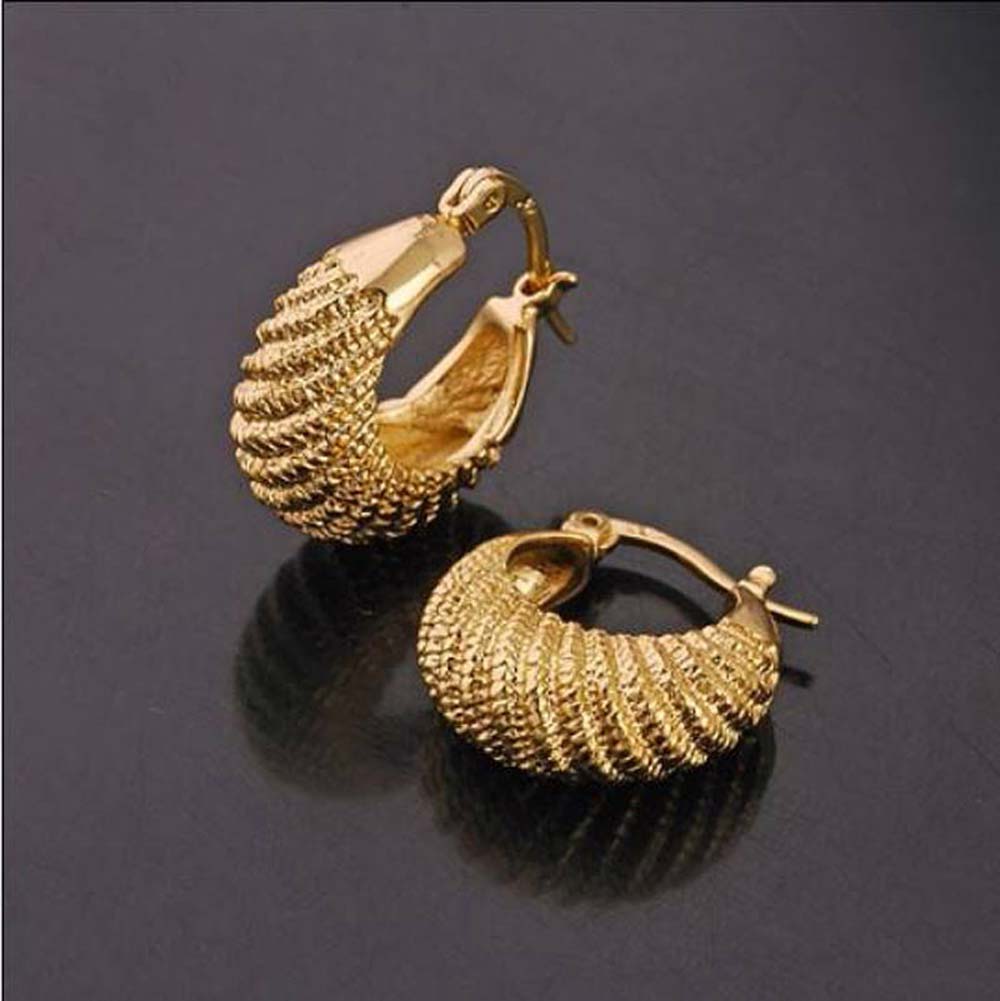 Boucle d'oreille en or massif fin jaune pur 9 k, cerceau sculpté de 18mm, bijoux pour femmes/femmes, taille: 22mm x 18mm