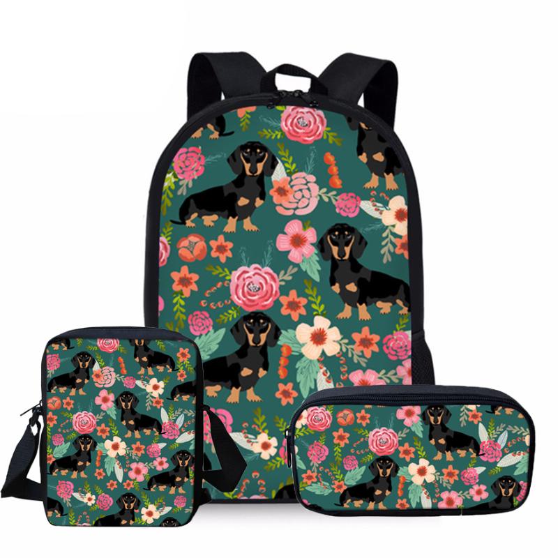 

School Backpack Doxie Dog Dachshund Printing Schoolbag Kids Bags For Girls Orthopedic Satchel Boys