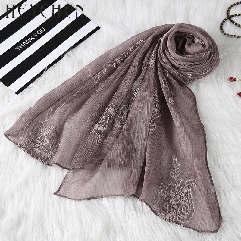 

Bandanas Design Women Embroidered Solid Scarf Long Polyester Shawl Lady Muslim Hijab Elegant Fashion Accessories HY124