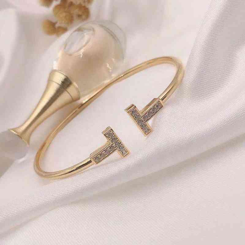 

Seoul high-end quality original S925 sier micro double t bracelet brand "return" tiff style jewelry