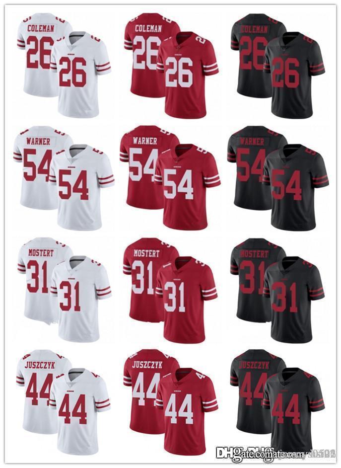 

Men Women Youth San Francisco 49ers Jersey 31 Raheem Mostert 54 Fred Warner 44 Kyle Juszczyk 26 Tevin Coleman Football Jerseys R, Black;red