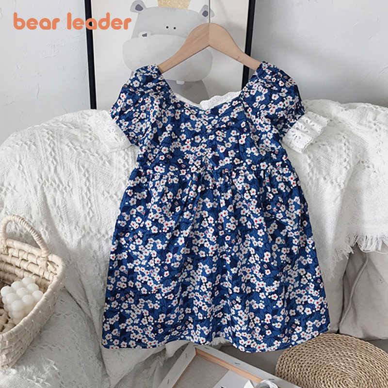 

Bear Leader Girls Princess Summer Dresses Fashion Baby Flower Print Dress Kids Princess Lace Patchwork Vestidos Children Clothes 210708, Ah2142blue