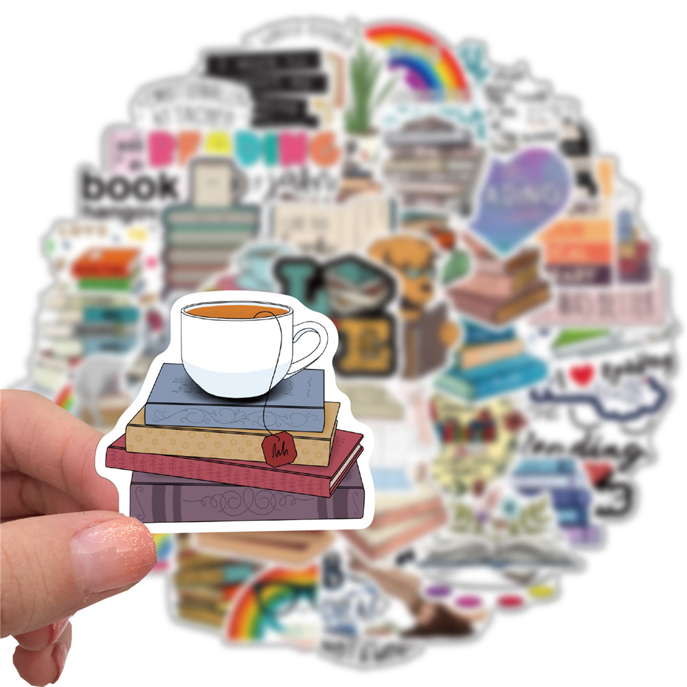 

50pcs Wholesale Reading Stickers For Water Bottle Luggage Skateboard Guitar Laptop Car Decal Kids Gifts Toys, Multi-color