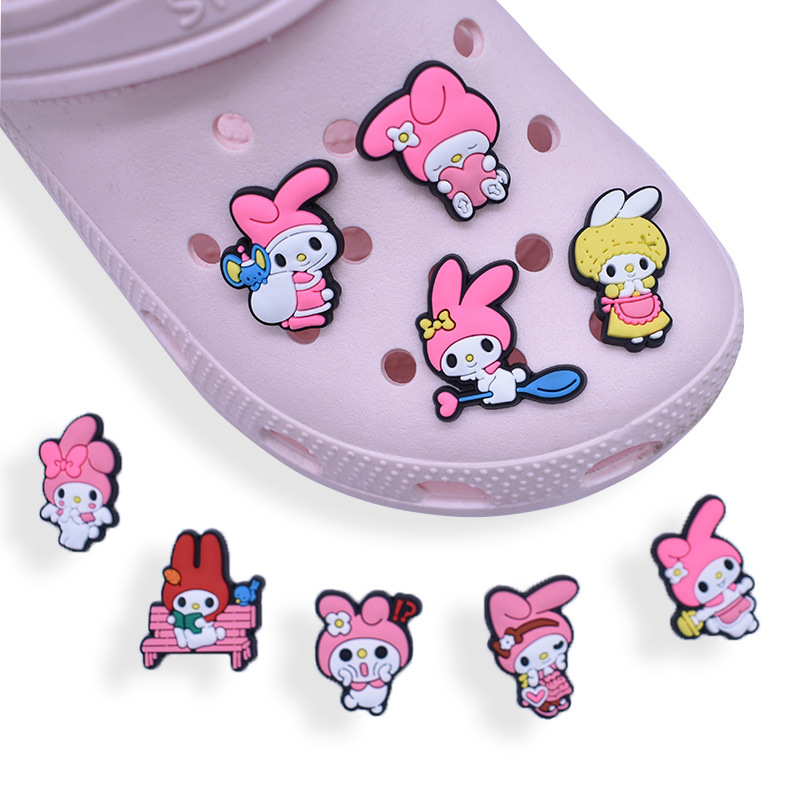 

Pvc Cartoon Shoe Parts Accessories Buckle Jibitz for Croc Charms Clog Charm Buttons Pins Soft Rubber, White;pink