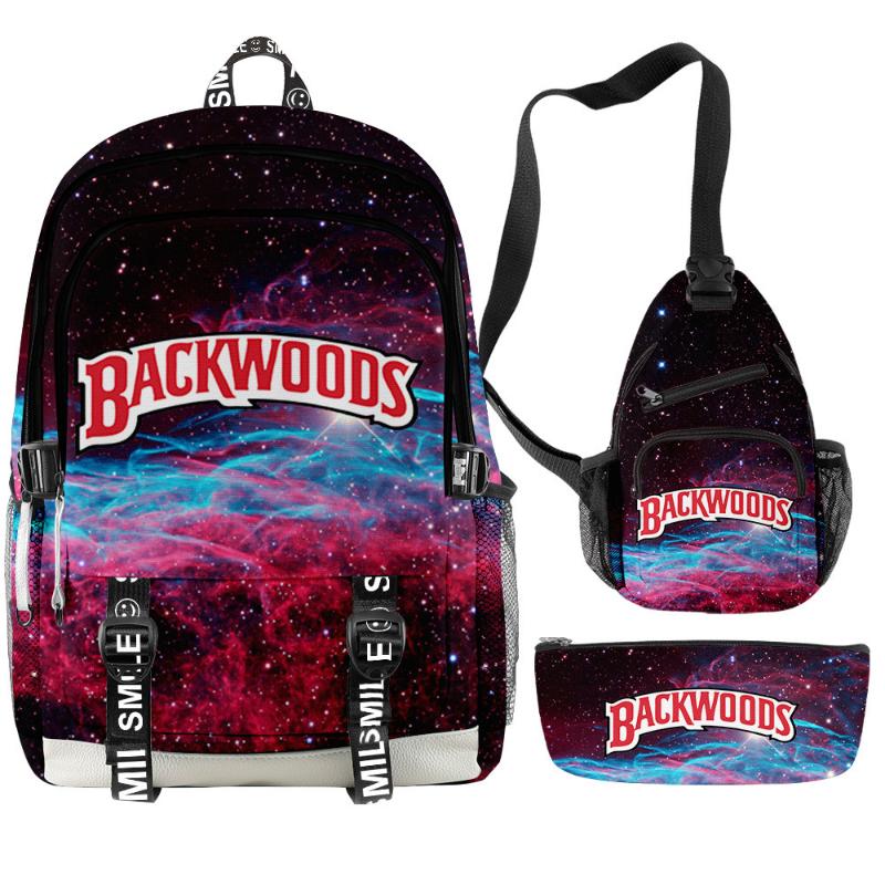 

Backpack BACKWOODS 3D Bag Starry Sky Printed Peripheral Cool And Simple Three-piece Suit For Men Women With USB Charging, 3 styles