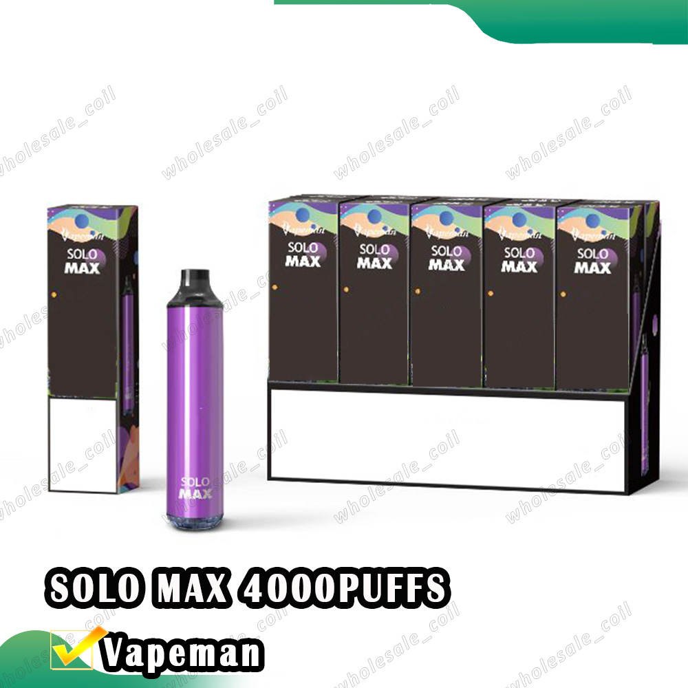 

Original vapeman solo max Disaposable cigarettes Vape Pen Price 4000 puffs 12ml 5% Capacity Free 800mah Battery Deliveried 3-7days
