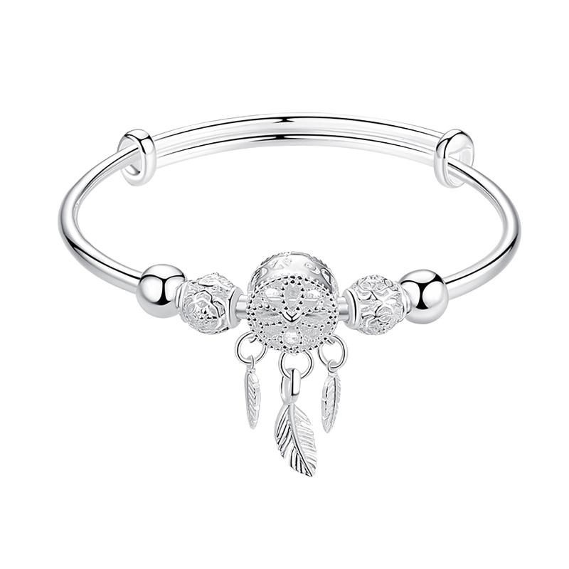 

Charm Bracelets Design Women Girls Fashion Adjustable Metal Feathers Dreamcatcher Bracelet Jewelry Gift Accessories, Golden;silver