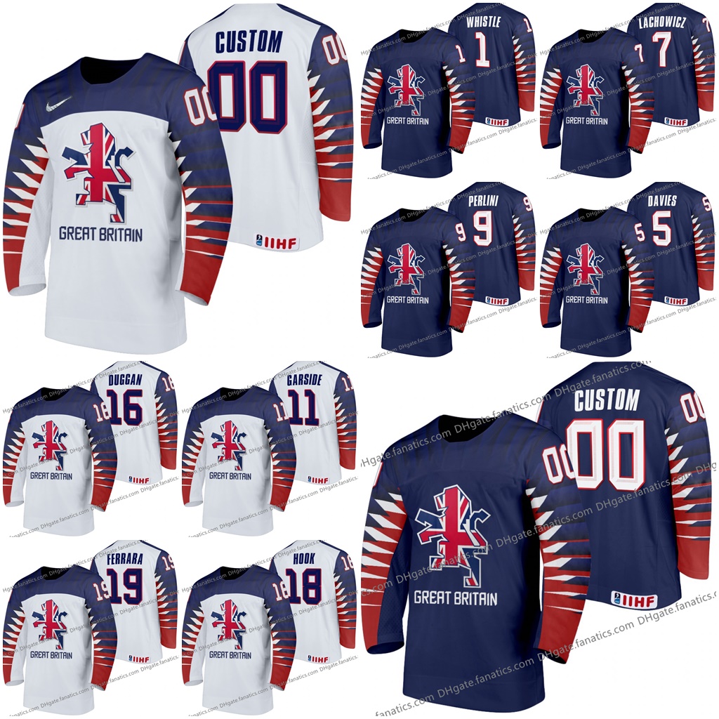 

Men Women Youth 2021 Iihf World Championship Great Britain Customize Home Jersey Matthew Myers Jackson Whistle Dallas Ehrhardt Ben Davies Robert Lachowicz, Mens white