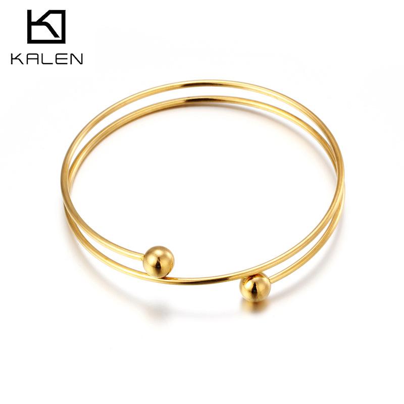 

Bangle Simple Steel Bead Bracelet Titanium Double Ring DIY Lovers