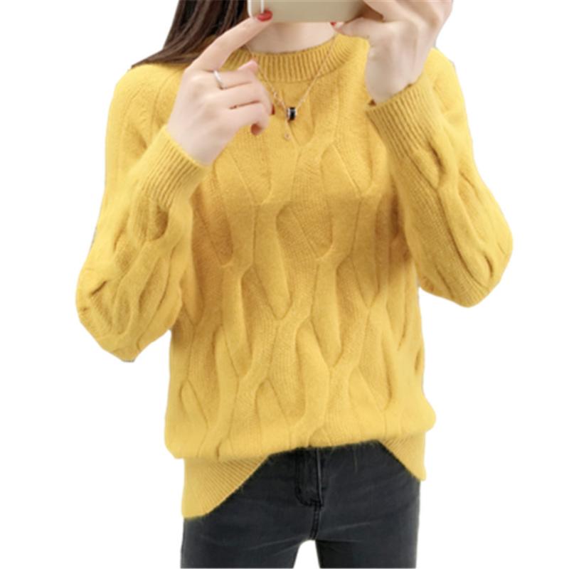 

Women's Sweaters Women Pullovers Sweater 2022 Solid O-neck Knitted For Autumn Winter Casual Loose Female Knitwear, White;black