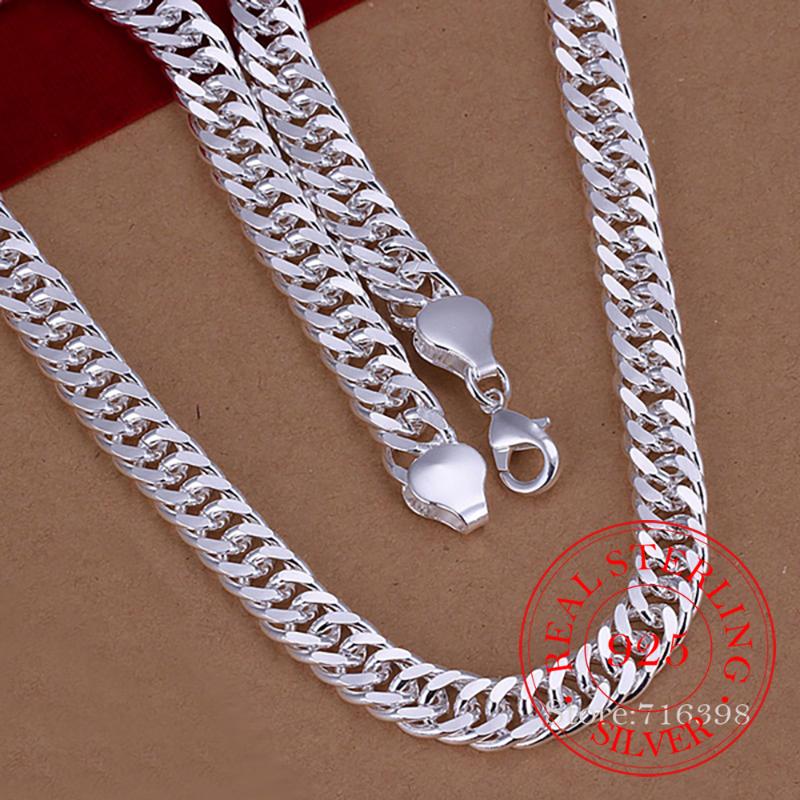 

Chains Pure 925 Silver Necklaces For Men 6MM 10MM Chain Necklace Collier 20/24inch Choker Fashion Male Jewelry Accessories Gifts Bijoux
