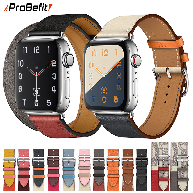 

100% Genuine Cow Leather loop Bracelet Belt strap for Apple Watches 6 SE 5 4 42MM 38MM 44MM 40MM Watch Wristband