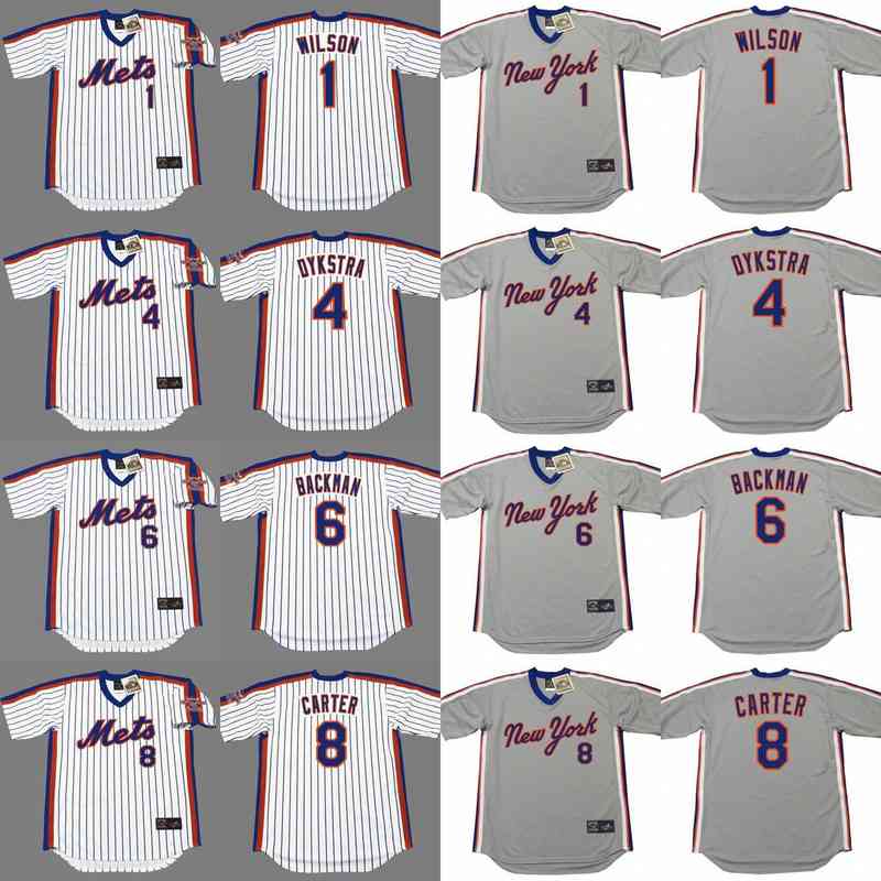 

New York 1 MOOKIE WILSON 4 DYKSTRA 8 GARY CARTER 6 WALLY BACKMAN baseball jersey stitched