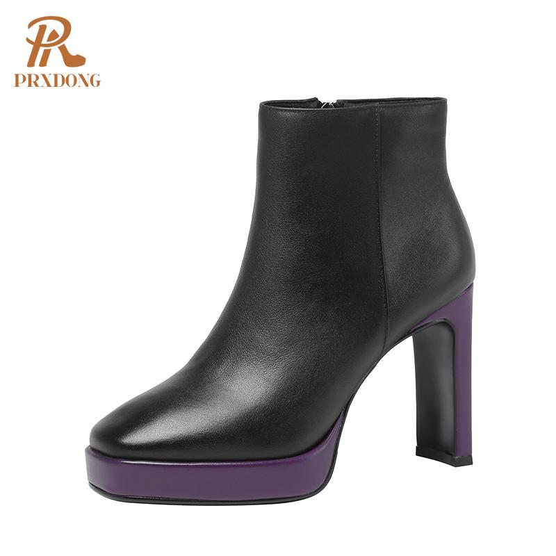 

Boots 2021 Fashion Women Thick High Heels Round Toe Ladies Shoes Woman Autumn Winter Black Dress Party Ankle Size 40