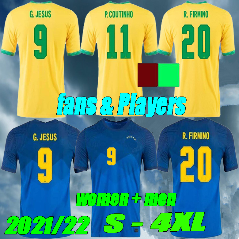 

size -4XL 2122 BRASIL NERES COUTINHO soccer jersey men women 2021 camiseta de futebol BraziLS G.JESUS FIRMINO Players + fans football shirt, Player version