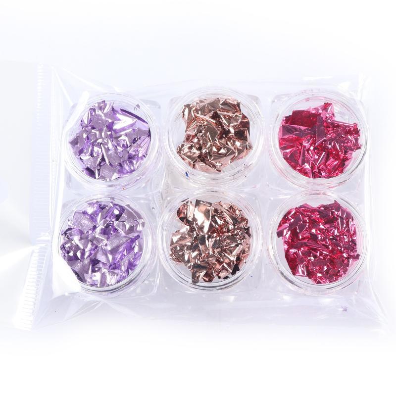 Purple Pink Colorful Nail Art Foil Paper Irregular Aluminum Sticker for nails design Manicure Glitter Gel Polish Nail Accesoires-image-692080773