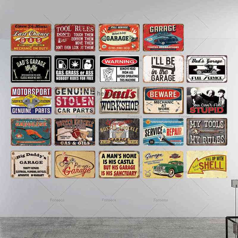 

Plaque Retro Tin Sign Metal Vintage Wall Art Decor Garage Man Cave Decorationa