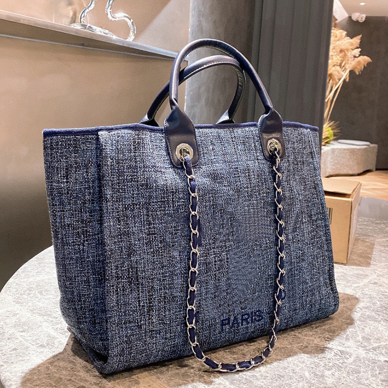 

Linen cotton stripe shopping bag Super large capacity simple and fashionable design women's Tote Vacation outing shoulder bags Multi-color, 03