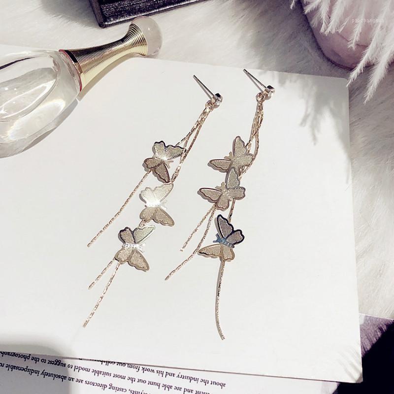 

Dangle & Chandelier SHIFEEL 2022 Korean Temperament Butterfly Rhinestone Tassel Drop Earrings Personality Long Pendients For Women Accessori, Silver