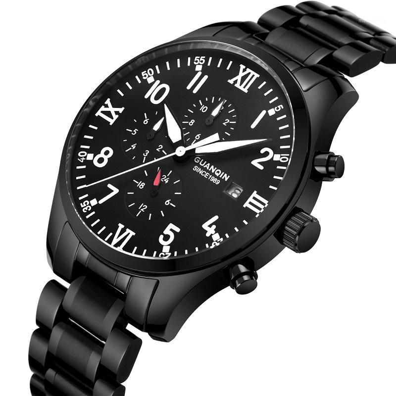 

Mechanical Watch Men Black Sport Waterproof Luminou Automatic 2021 Chinese Wrist Wristwatches, All black leather