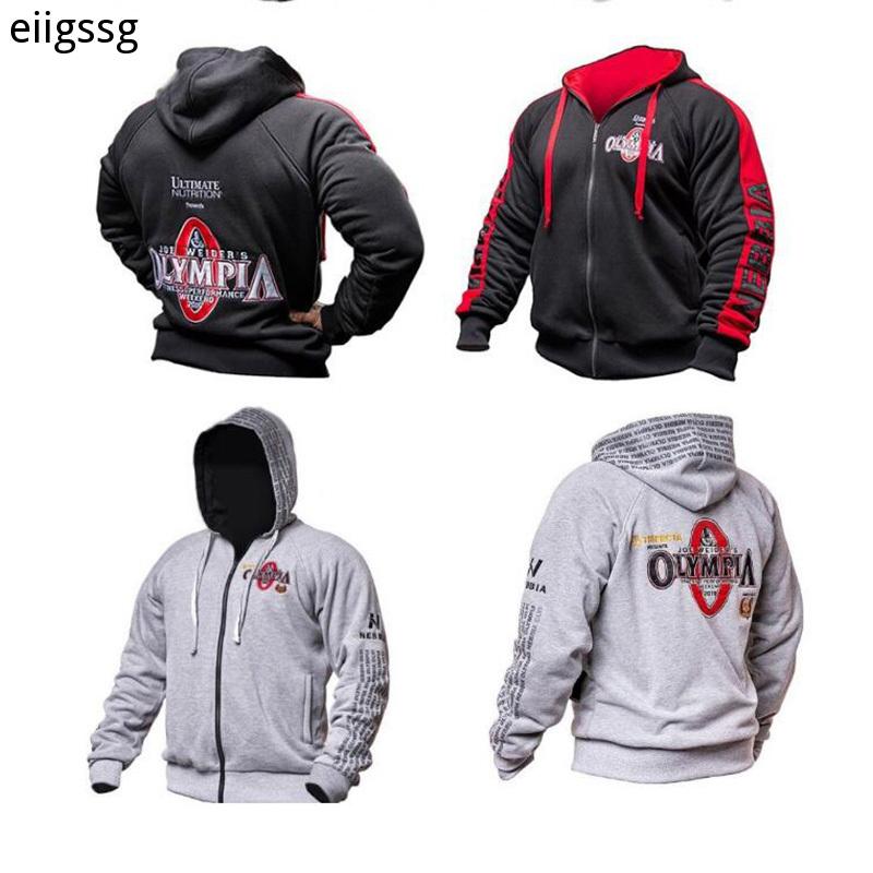 

Men's Hoodies & Sweatshirts 2021 Olympia Gyms Hoodie Fitness Bodybuilding Sweatshirt Jacket High Quality Cotton Clothing, Black