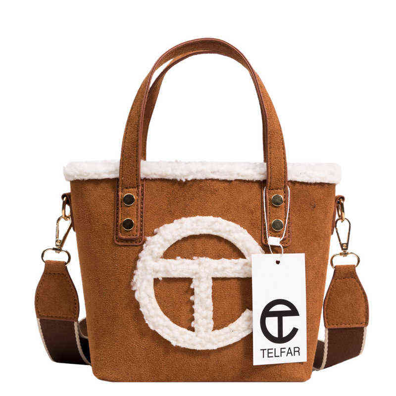 

Telfar Shopping Bag Winter Warm Designer Fur Large Capacity Tote Handbag Brand Women Soft Fluffy Plush, Chocolate