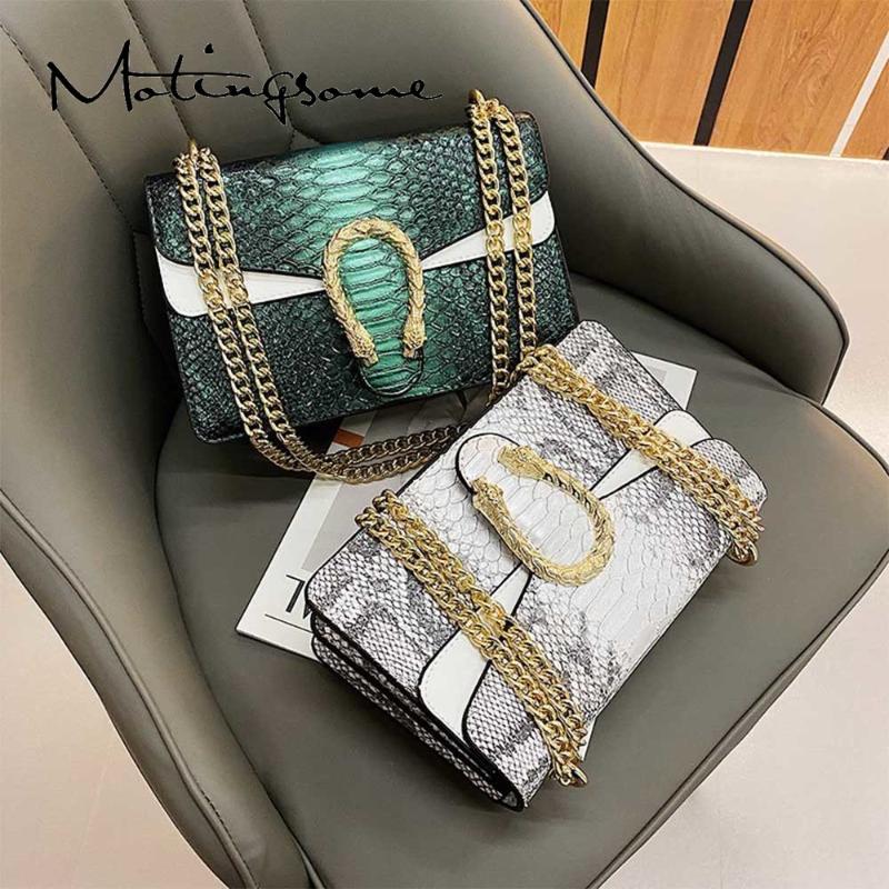

Fashion Women's Chain Bag Luxury Designer Snake Pattern High Quality Handbags Wallets One Shoulder Messenger 2021 Bags, Black