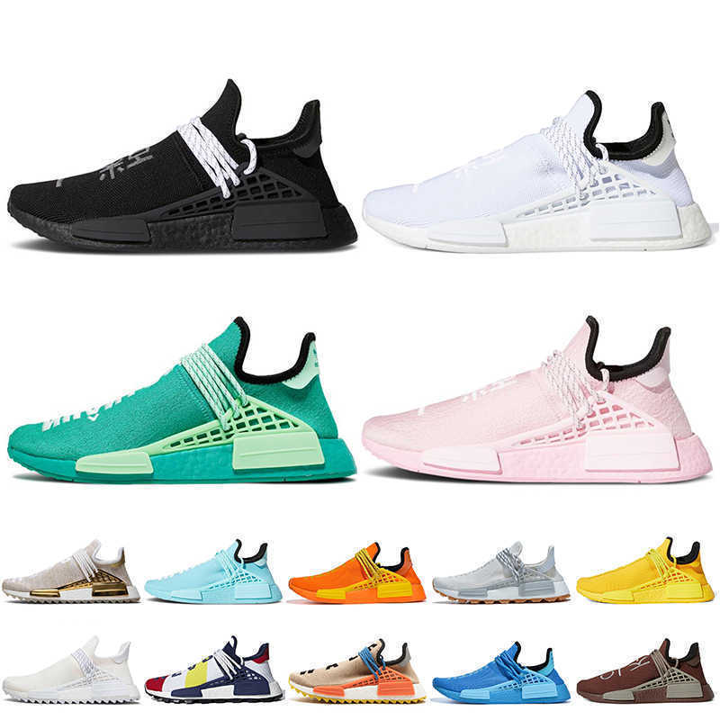 

Fashion Women Mens Running Shoes Pharrell Williams Nmd Human Race Pink Orange Green Blue Black White Nerd Hu Trail Solar Pack Trainers, #49 36-47