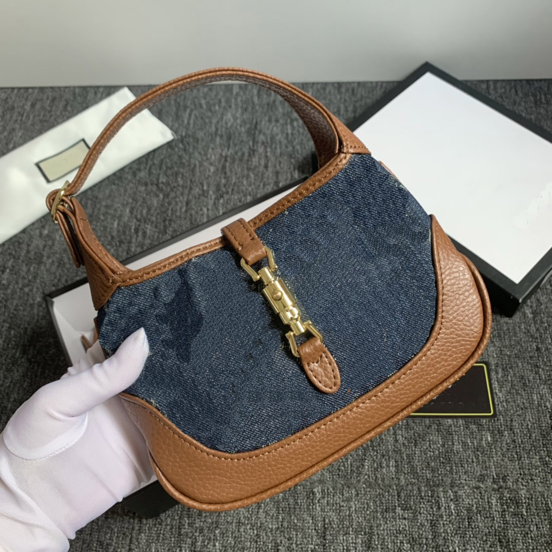 

Underarm Bag Women Handbags Purse Fashion Denim Canvas Patchwork Color Hardware Buckle Interior Zipper High Quality Removable Shoulder Strap M637092, 637092#l1