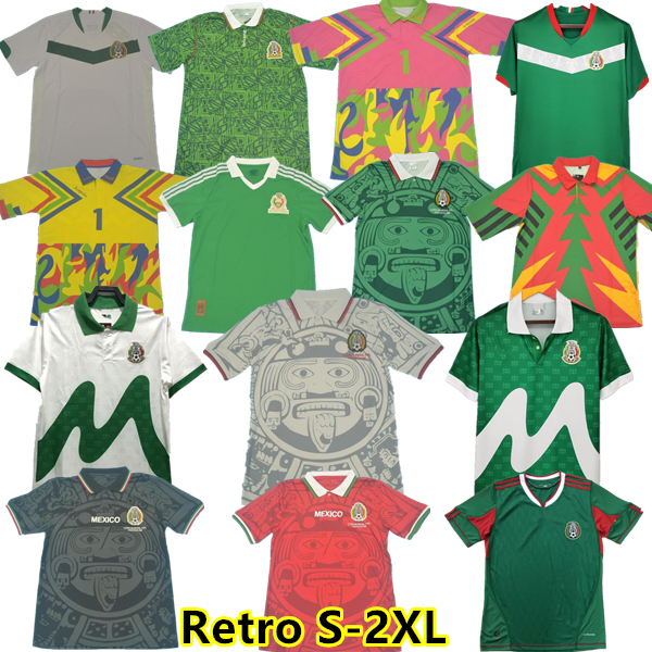 

Retro Mexico 1998 Soccer Jerseys goalkeeper vintage football shirts 1986 1994 1995 2006 2010 green home away white black red BLANCO H.SANCHEZ HERNANDEZ top quality, 1998 green