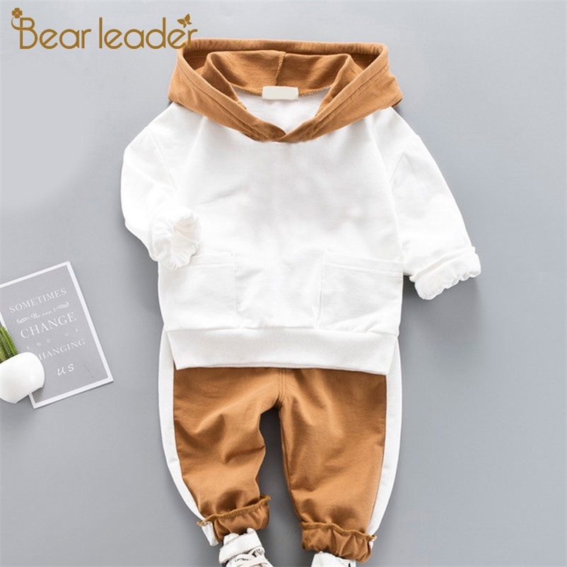 

Casual Boys Clothing Sets Spring Clothes Hooded T-shirt+Pants Kids Sport Suit 210429, Ah1113yellow