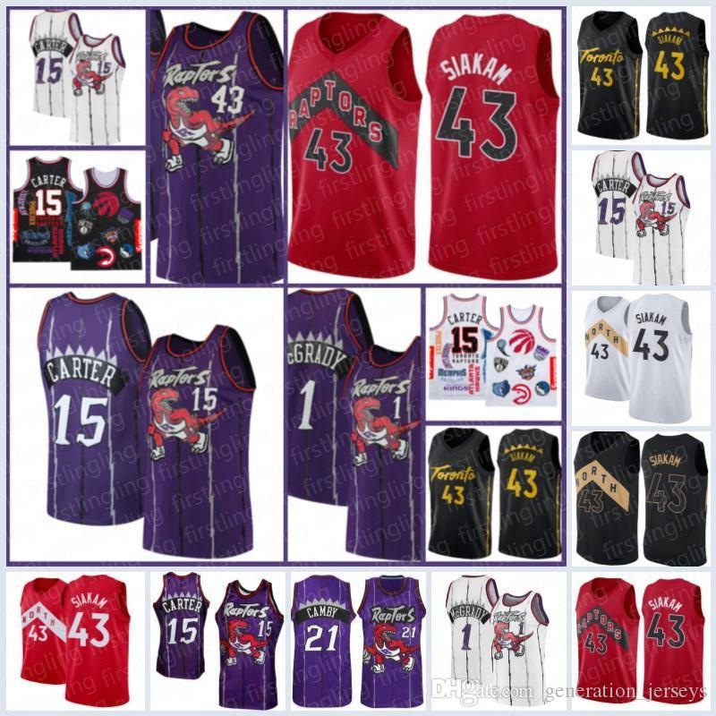 

Toronto Raptors Jersey Kyle Vince Lowry Carter Pascal 43 Siakam Tracy 1 McGrady Marcus 21 Camby Fred 23 VanVleet Basketball Men a, Black;red