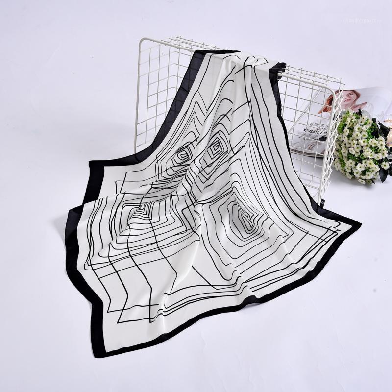 

Scarves Small Kerchief Silk Satin Hair Scarf For Women Fashion Striped Print Bag Scarfs Female 70cm Square Shawl Neck Ladies