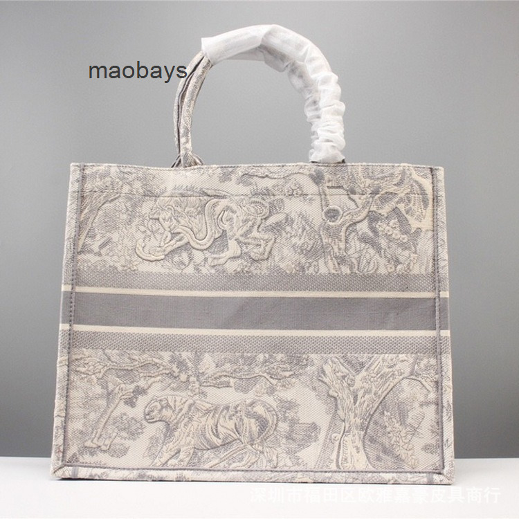 

christian Designer Handbags Wholesale Large Book Bag Canvas Tiger Coconut Forest Three Dimensional Embroidery Shopping Bag s Handbag Tote