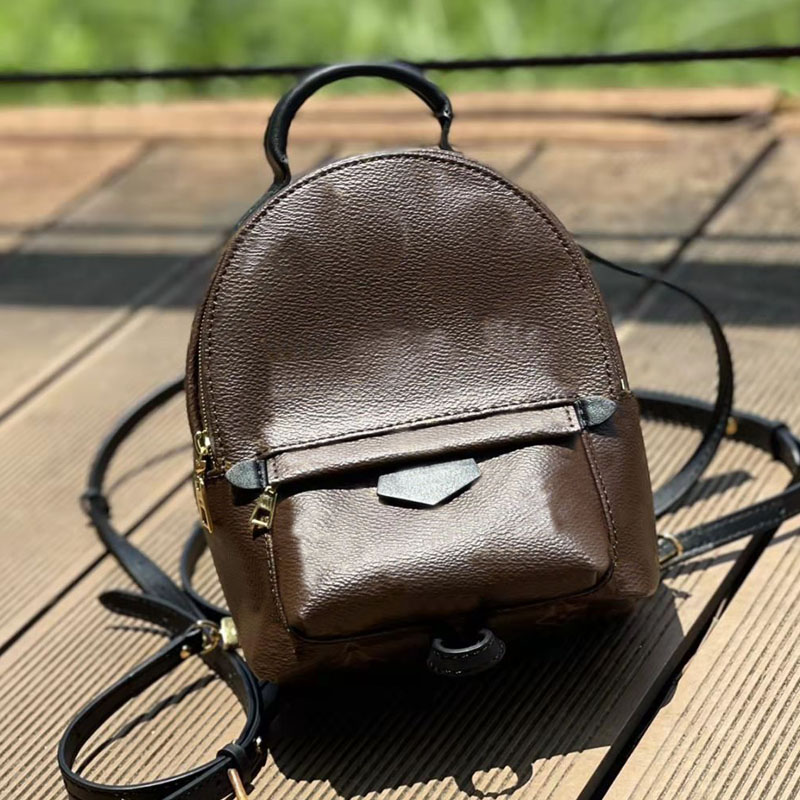 Genuine Leather School Bags Palm Springs Mini Backpack Plain Camouflage Thread Chains Zipper Soft Adjustable Shoulder Strap Canvas Presbyopic should