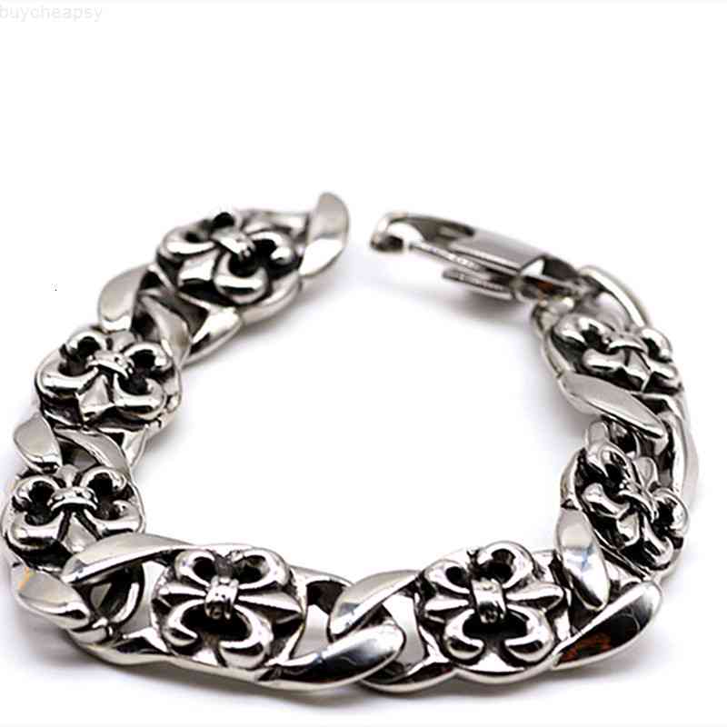 

Fashion Designer Bracelet Luxury Chrome\Hearts Jewelry Cross Flower Men's Titanium Steel Ch Junhua Luoxing Punk Domineering Stainless Jewelry