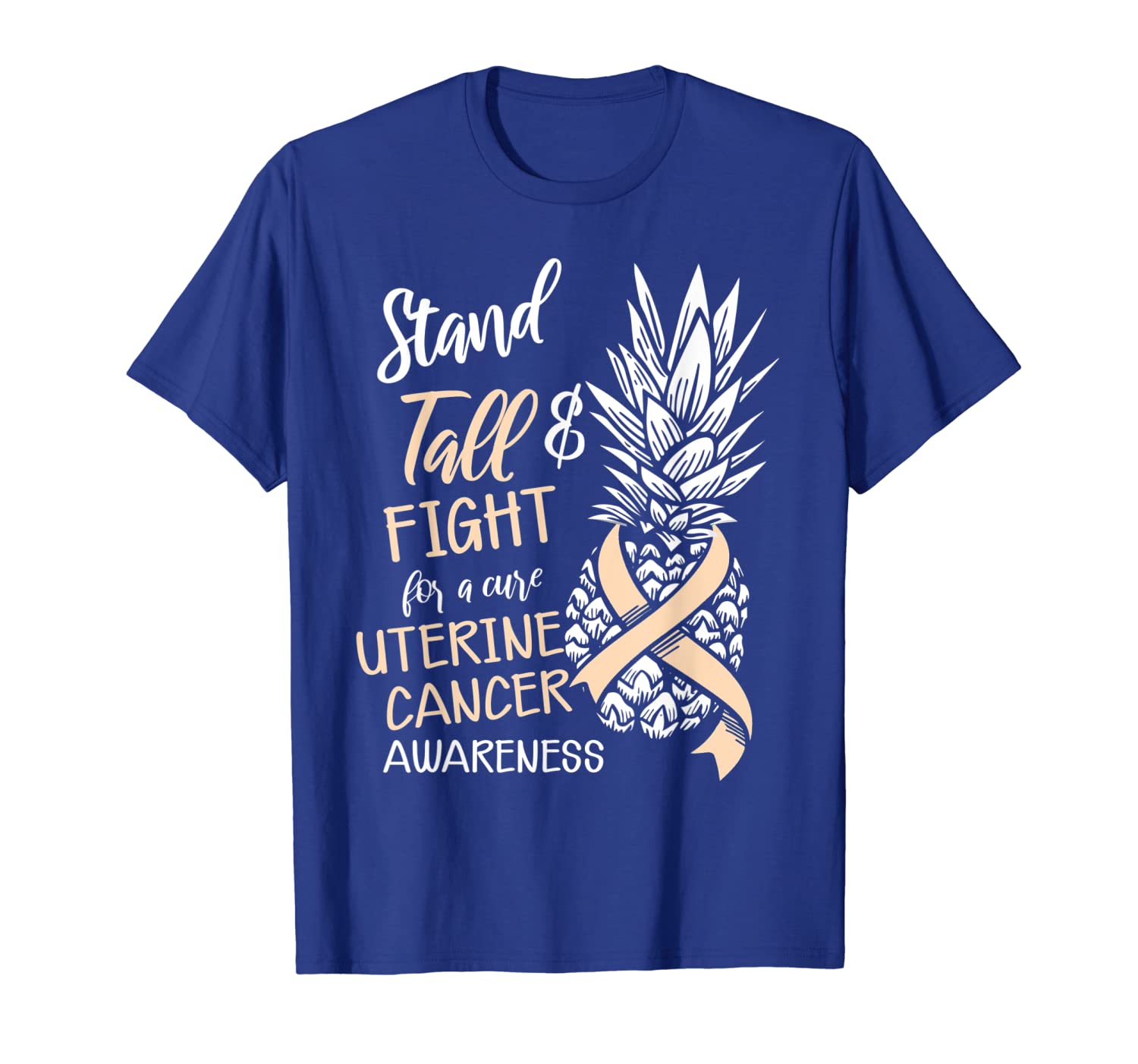 

fight for a cure pineapple shirt uterine cancer tshirt, White;black