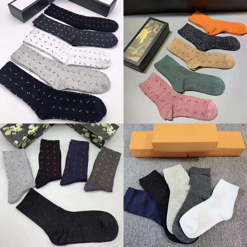 Designer Hommes Femmes Chaussettes Cinq Paires Luxe Sports Hiver Bas Respirant Lettre Imprimé Tigre Tête De Loup Chaussette Broderie Coton Homme