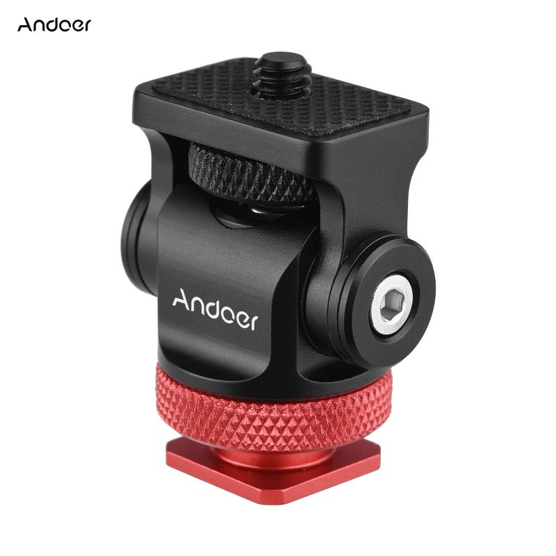 

Tripod Heads Andoer 360 Rotatable Camera Monitor Cold Shoe Mount Adapter Head With 1/4" Interface Allen Wrench For LED Light Mounting