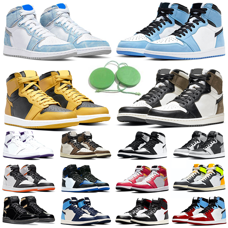 

Jumpman 1 High OG Basketball Shoes 1s Men Women University Blue Hyper Royal Pollen Court Purple Mocha Shadow 2.0 Silver Toe Bred Chicago Mens Sneakers Size 5.5-13, #11 high og patent black metallic gold
