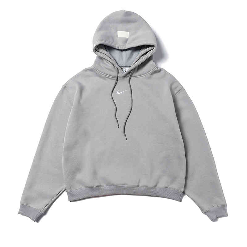 

Correct version of autumn new men' and women' fog co branded with the same grey double Hat Plush loose Pullover Hooded, Grey plush